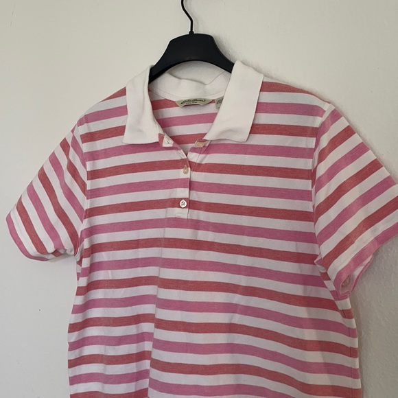 Eddie Bauer Tops - Eddie Bauer Pink, White & Red Striped Polo